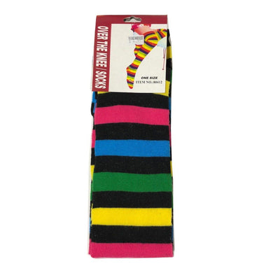 Dark Multicoloured Stripe Over The Knee Socks - The Base Warehouse