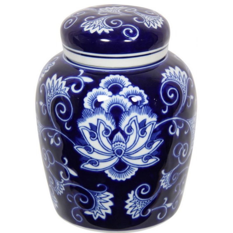 Blue Hamptons Style Ginger Jar - 21cm