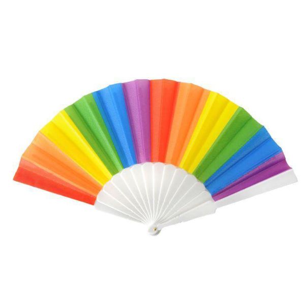 Vertical stripe Rainbow Plastic Fabric Fan