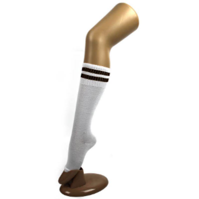 White with Brown Stripe Sports Socks