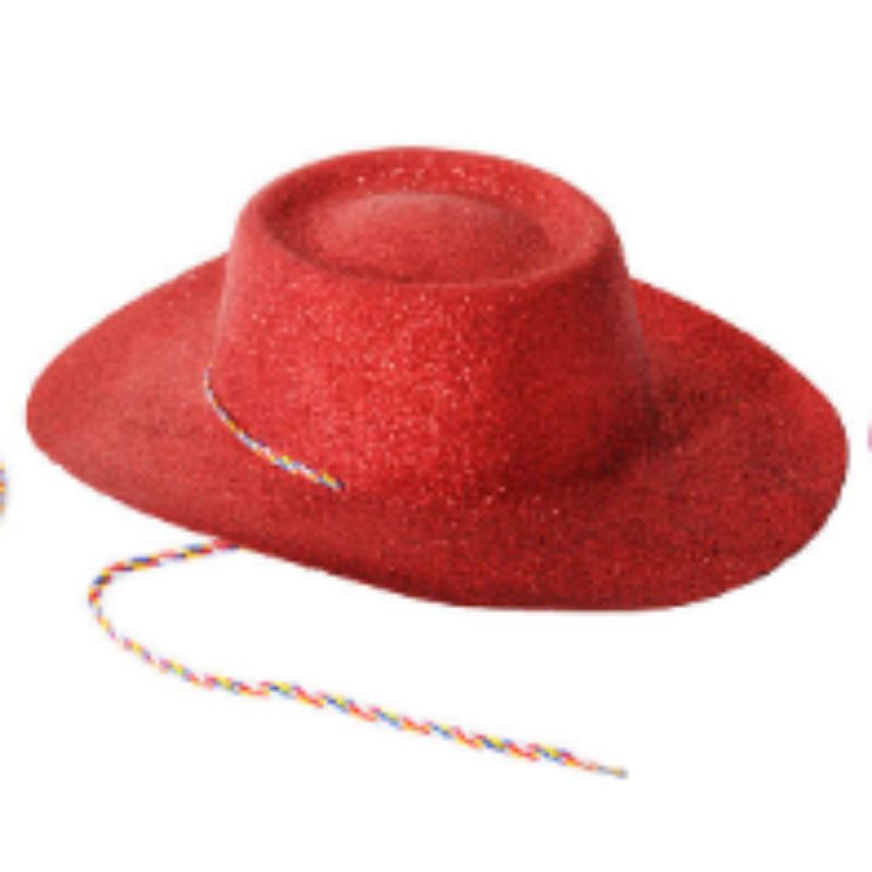 Red Glitter Plastic Cowboy Hat