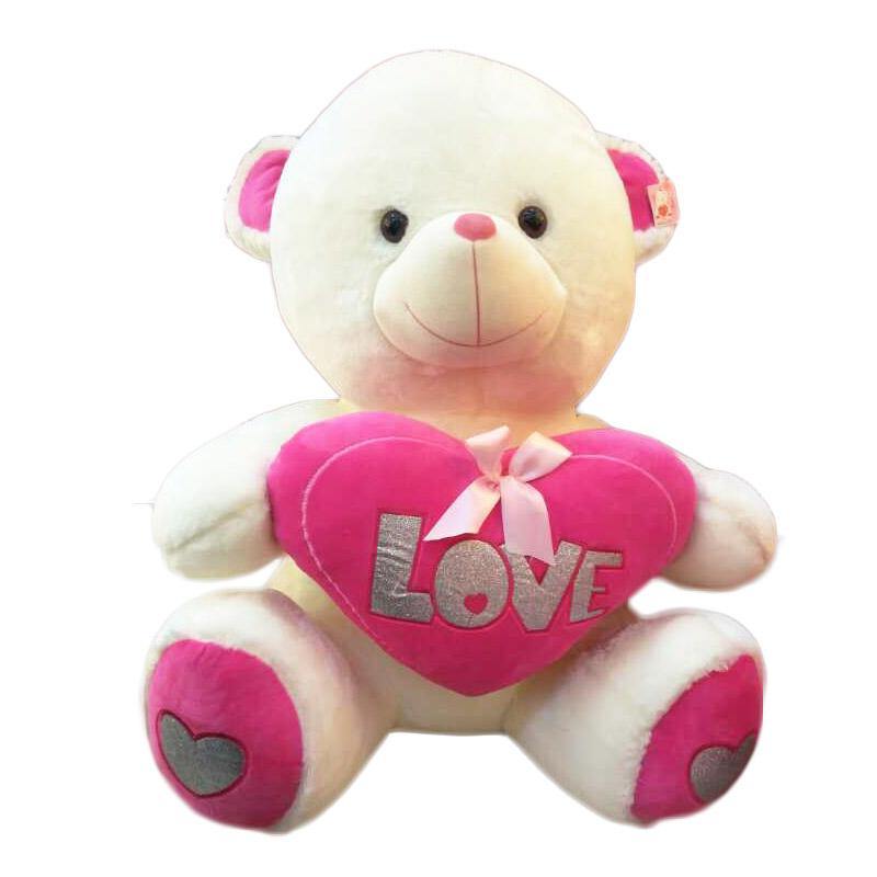 Plush Bear with Heart - 40cm - The Base Warehouse