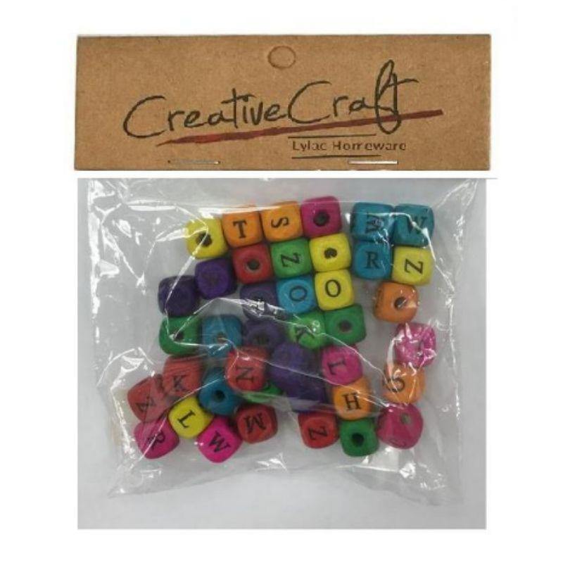 40 Pack Wooden Beads with Letters - 1cm