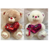 Load image into Gallery viewer, Valentines Plush Bear with Sequins Heart - 28cm
