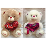 Load image into Gallery viewer, Valentines Plush Bear with Sequins Heart - 40cm
