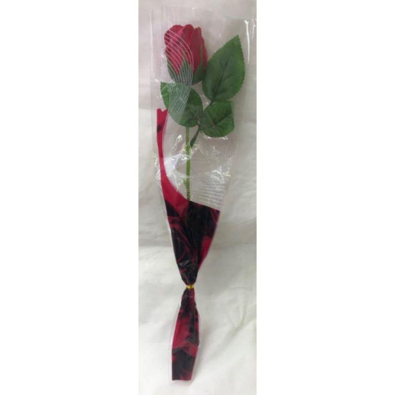 Valentine Single Closed Rose in Wrapping