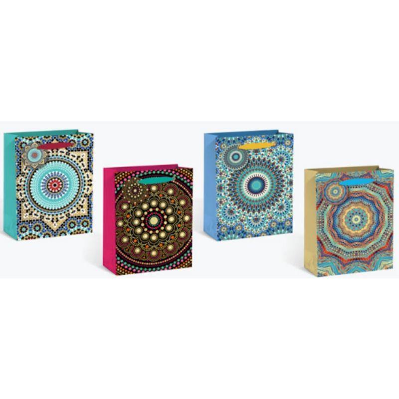 Mandala Pattern Design Medium Gift Bag - 18cm x 23cm x 10cm - The Base Warehouse