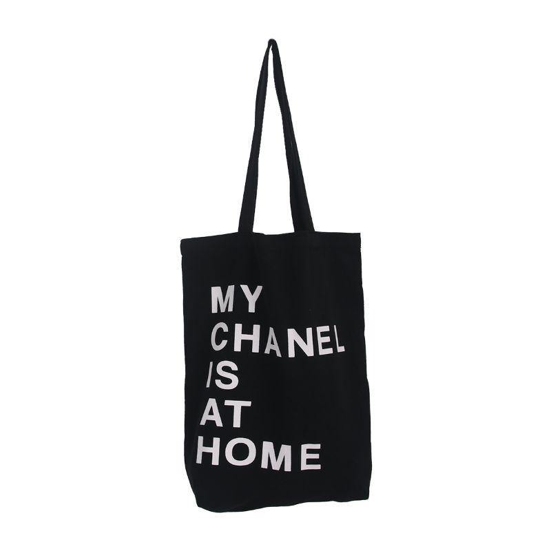 My Chanel is at Home Black Canvas Tote Bag - The Base Warehouse