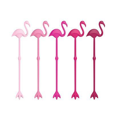 6 Pack Pink Flamingo Cocktail Stirrer - The Base Warehouse