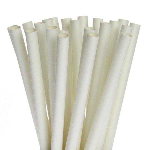 100 Pack White Paper Straws - The Base Warehouse