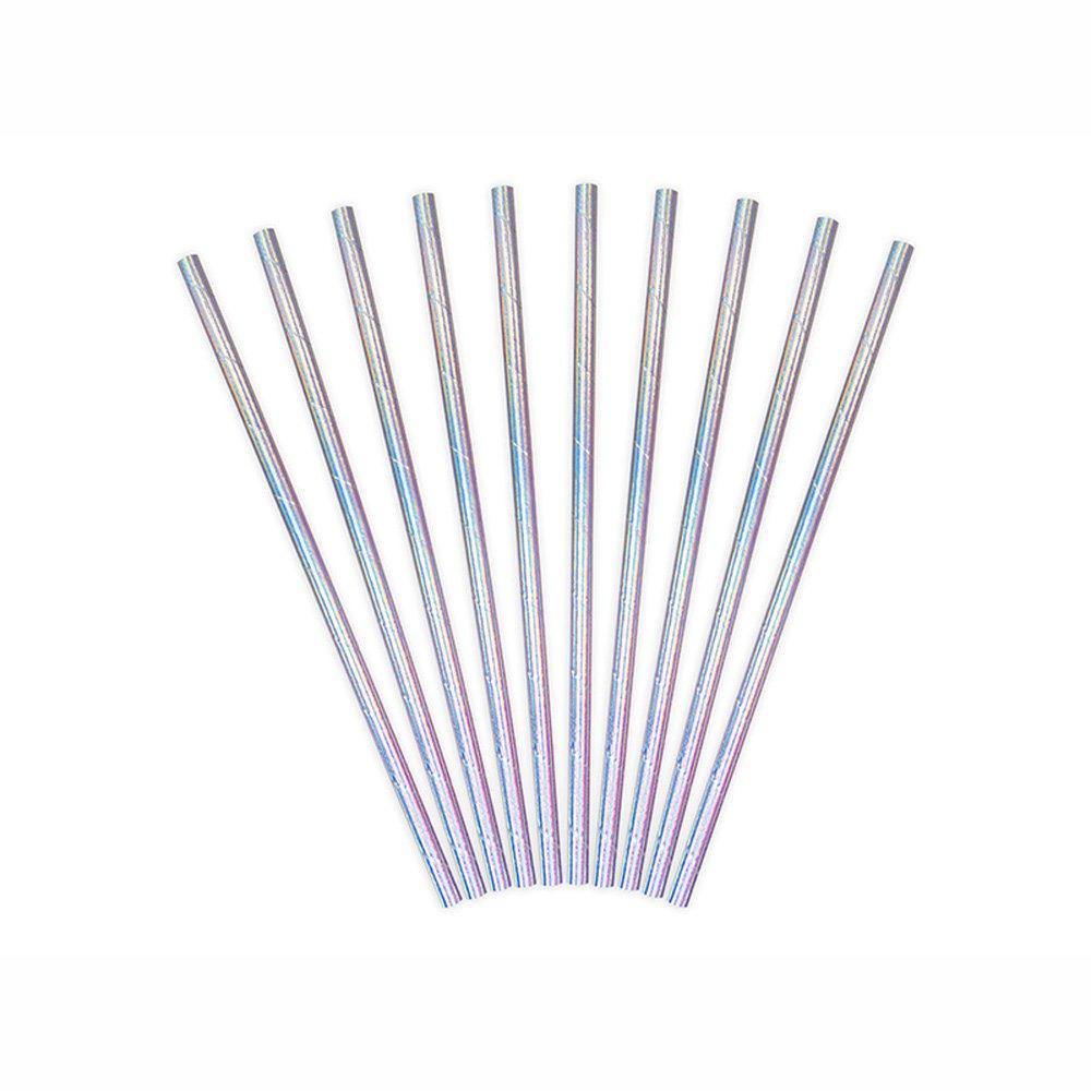 25 Pack Iridescent Silver Paper Straws - The Base Warehouse