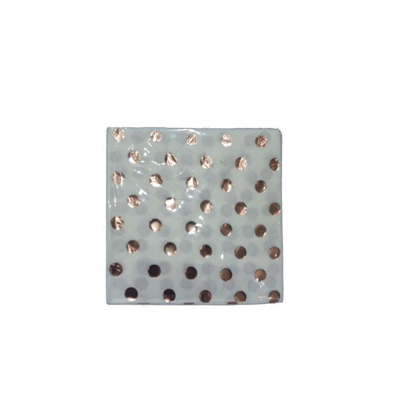 20 Pack Rose Gold Poka Dot Beverage Napkins - 13cm - The Base Warehouse