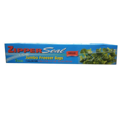 5 Pack Jumbo Freezer Bags with Zipper Seal - 33cm x 29.6cm - The Base Warehouse