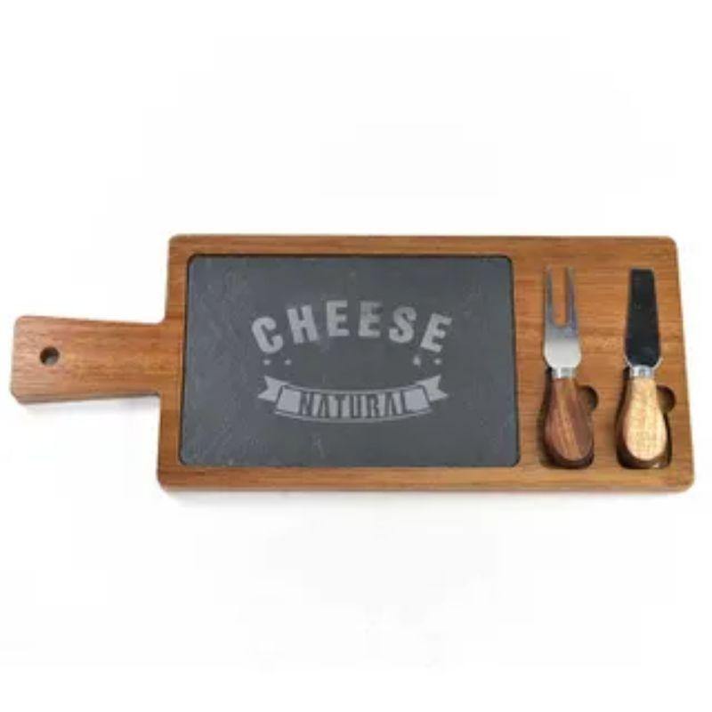 Acacia/Slate Cheese Board Set - 40cm x 16cm x 3cm