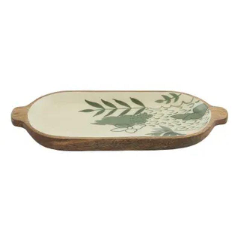 Green/Natural Edi Wood/Resin Platter - 17cm x 45cm