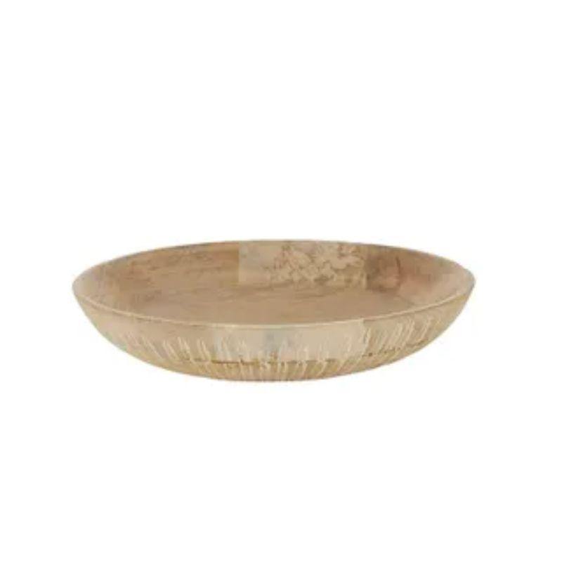 Natural/White Layla Wood Bowl - 27cm x 5.5cm - The Base Warehouse