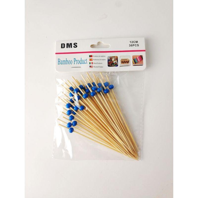 36 Pack Blue Bamboo Picks - 12cm - The Base Warehouse