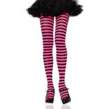 Load image into Gallery viewer, Black/Neon Pink Nylon Stripe Tights - OS - The Base Warehouse
