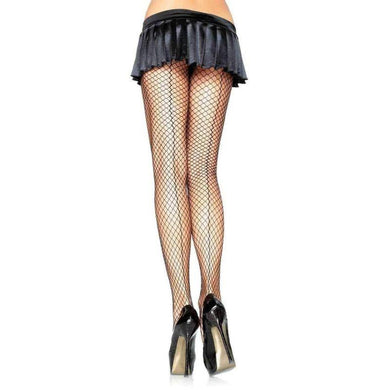 Black Lycra Industrial Net Pantyhose with Back Seam - OS - The Base Warehouse