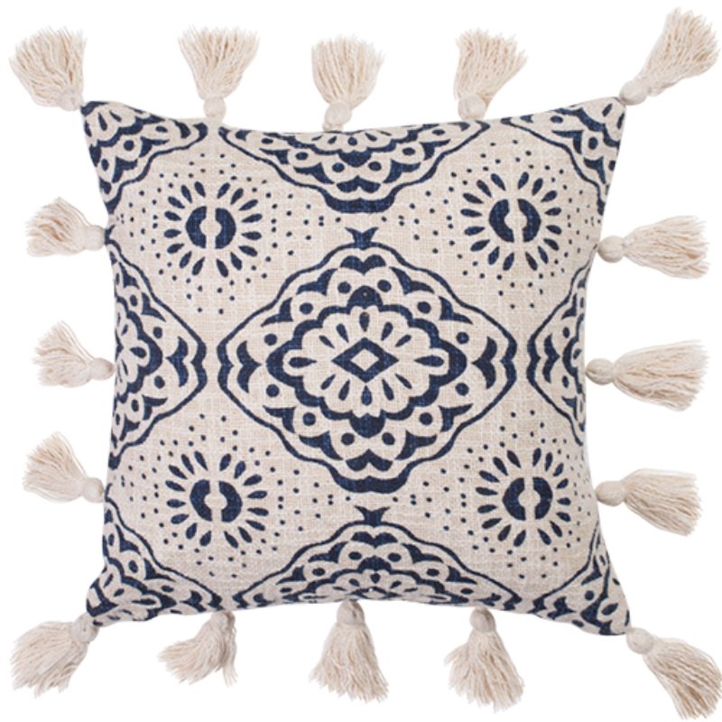 Nila Cotton Slub Embellished Square Cushion with Insert #2- 45cm x 45cm x 10cm