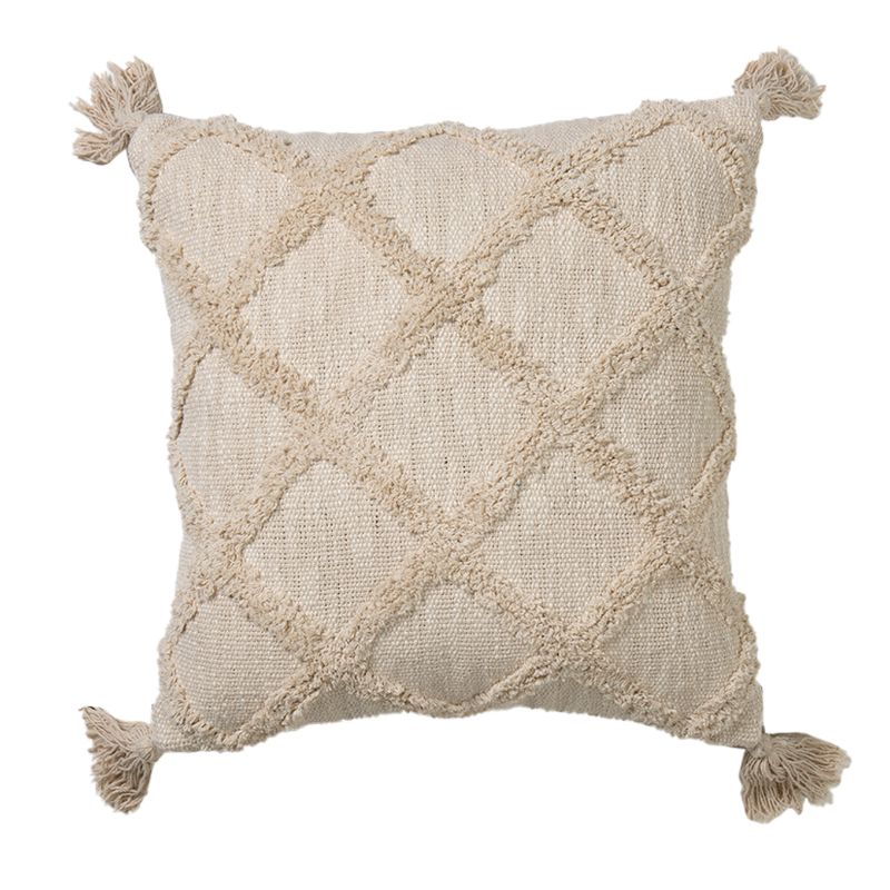 Ecru Embellished Cotton Cushion #1 - 45cm x 45cm
