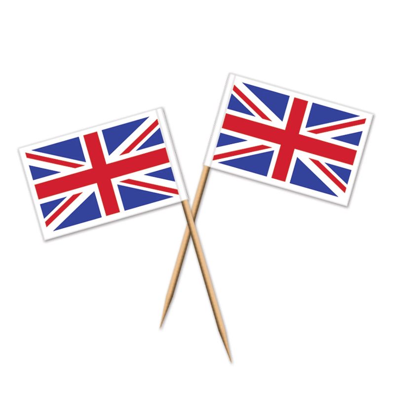 50 Pack British Union Jack Toothpicks - 6.3cm
