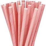 Load image into Gallery viewer, 80 Pack Light Pink Paper Straws - 0.6cm x 19.7cm
