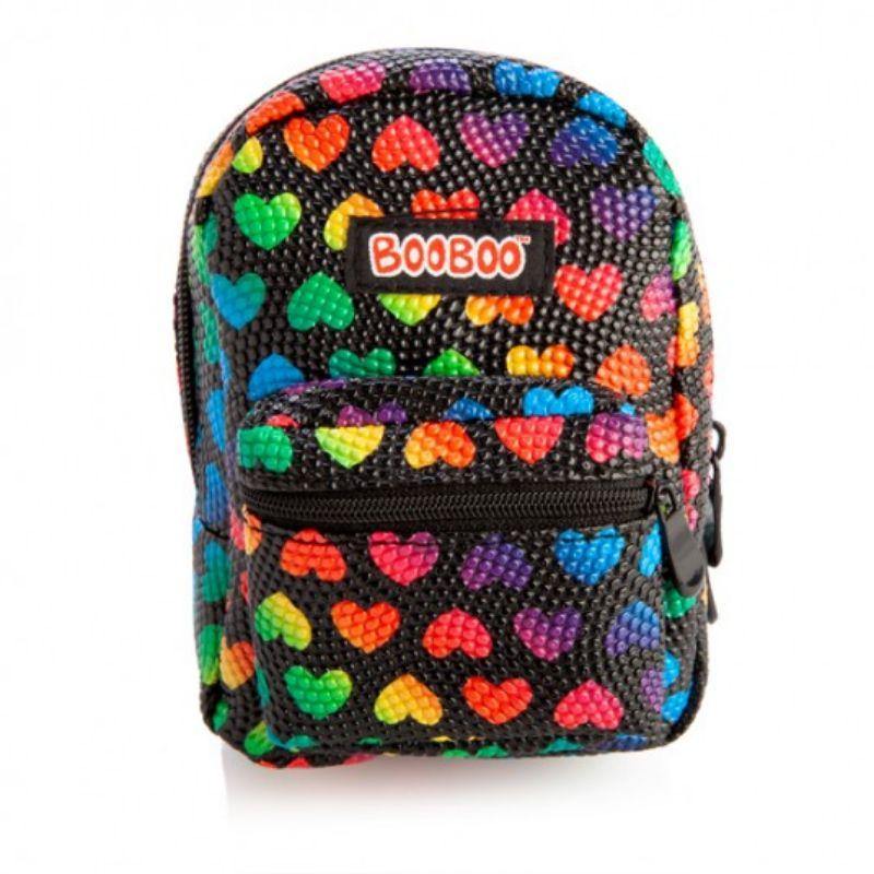 Black Rainbow Hearts BooBoo Mini Backpack - 11cm x 5cm x 15cm - The Base Warehouse
