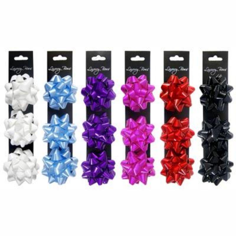3 Pack Glossy Star Bow - The Base Warehouse