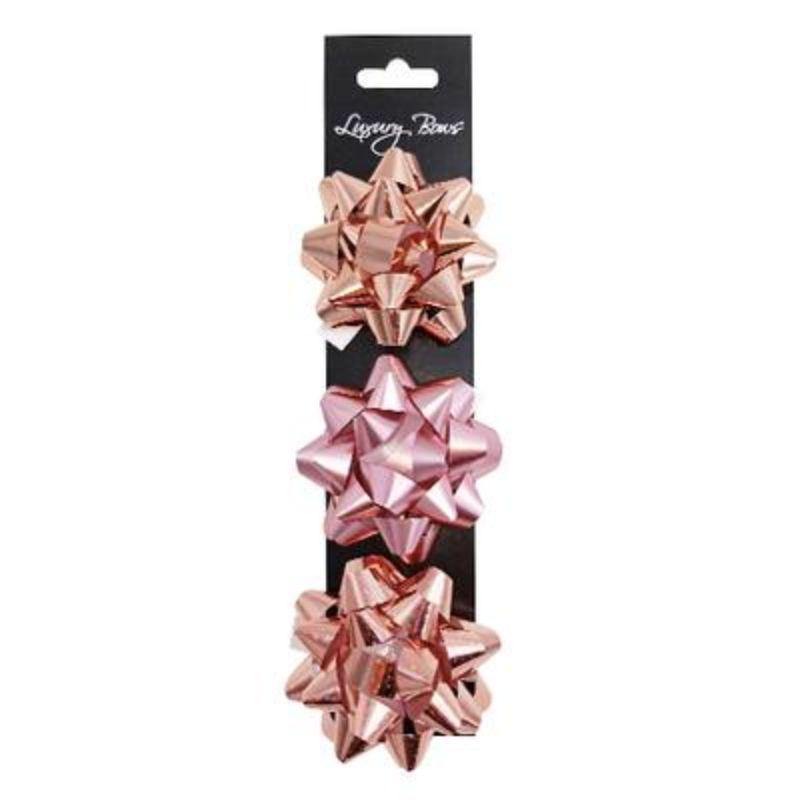 3 Pack Rose Gold Star Bow - The Base Warehouse