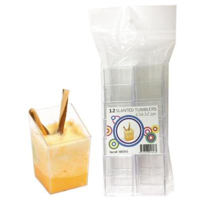 12 Pack Square Slanted Tumblers - 4.7cm x 4.7cm x 7cm - The Base Warehouse