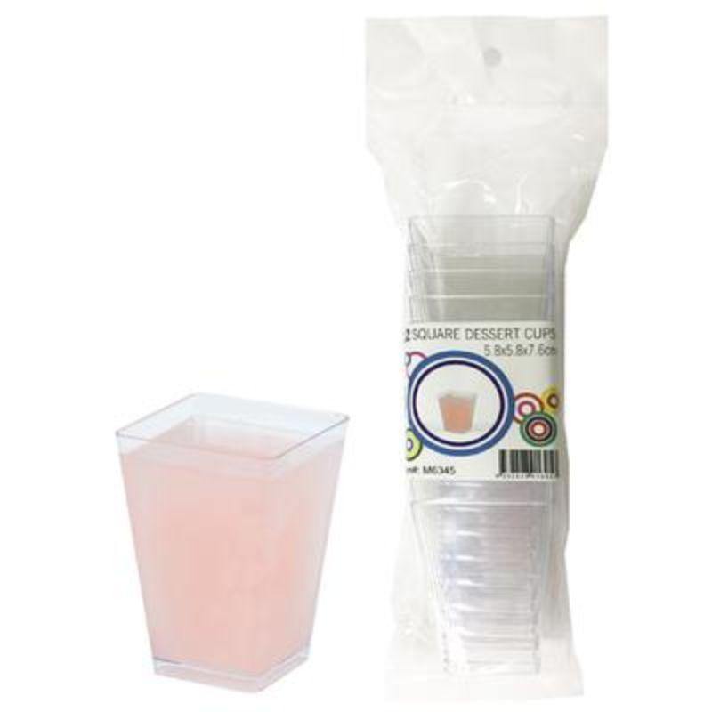 12 Pack Square Dessert Cups - 5.8cm x 5.8cm x 7.6cm - The Base Warehouse