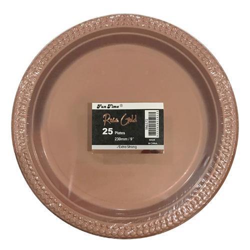 25 Pack Rose Gold Plates - Large - The Base Warehouse