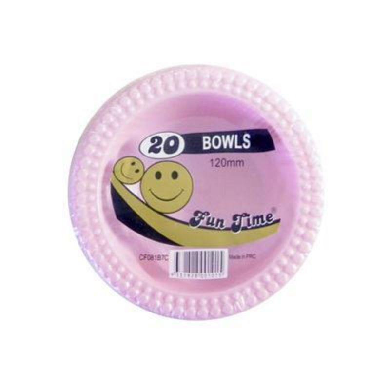 20 Pack Disposable Baby Pink Plastic Bowls - 12cm - The Base Warehouse