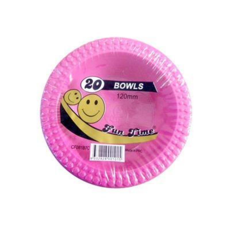 20 Pack Disposable Hot Pink Plastic Bowls - 12cm - The Base Warehouse