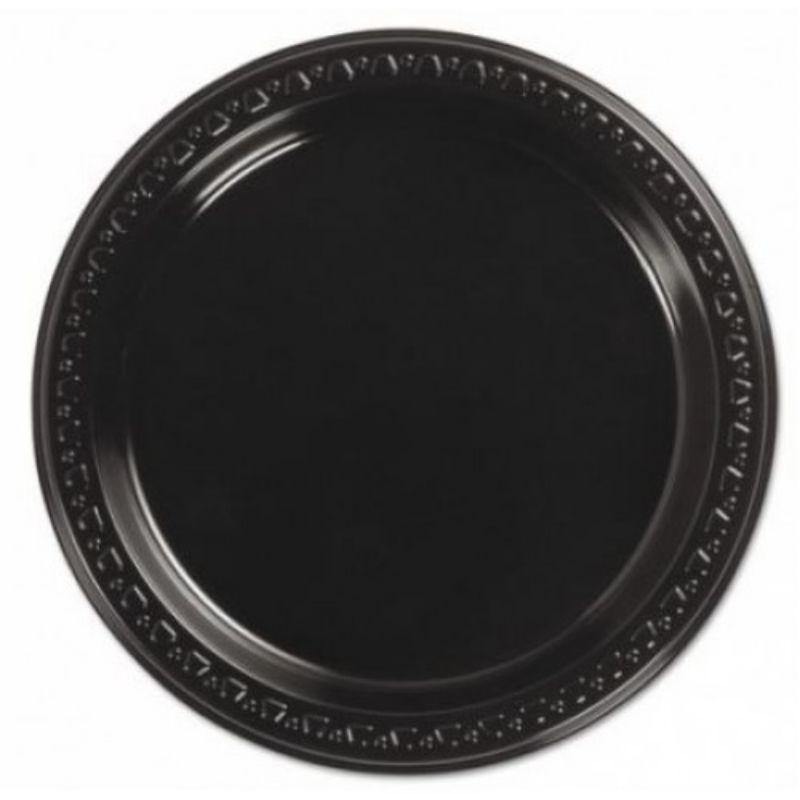 18 Pack Black Plastic Plates - 180mm