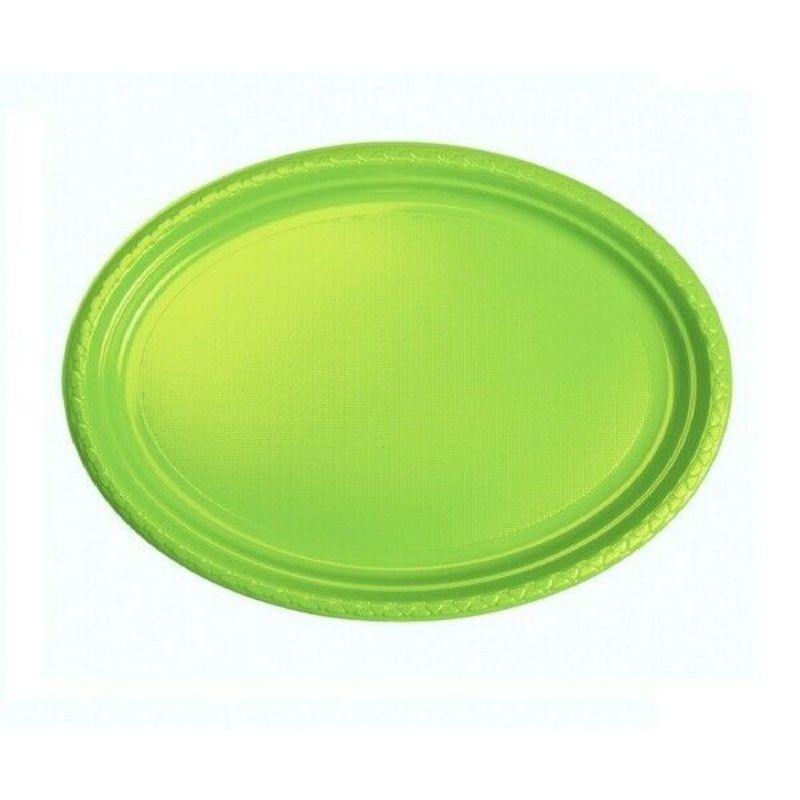 8 Pack Disposable Apple Green Plastic Oval Platters - 30cm x 23cm - The Base Warehouse