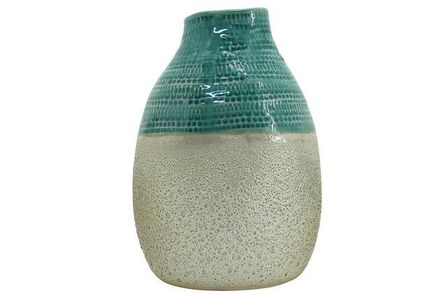 Machu Turquoise Vase - 14cm x 14cm x 20cm - The Base Warehouse