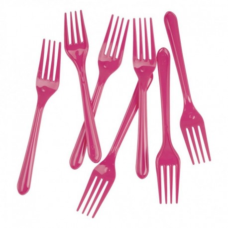 25 Pack Plastic Magenta Forks - 18cm
