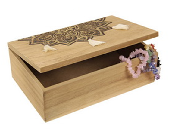 Gold Mandala MDF Box with Tassel - 23cm x 15cm - The Base Warehouse