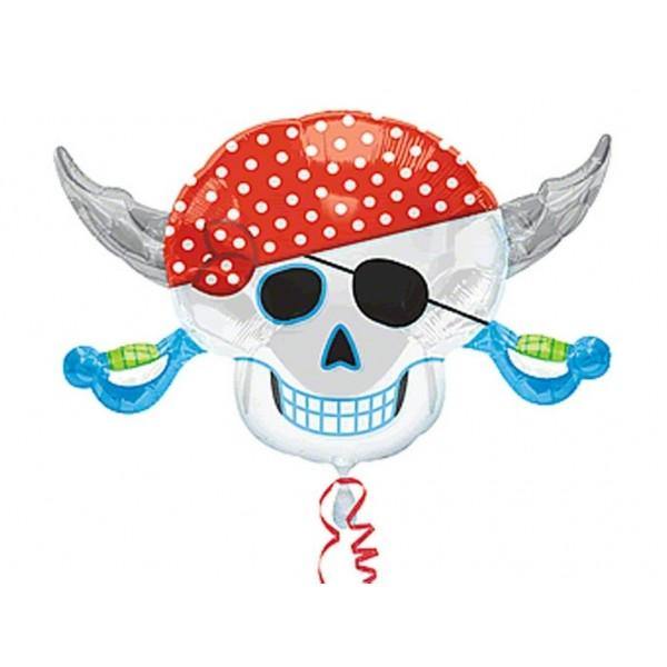 Pirates Party Skull Foil Balloon - 71cm x 45cm - The Base Warehouse