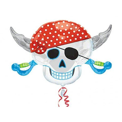 Pirates Party Skull Foil Balloon - 71cm x 45cm - The Base Warehouse