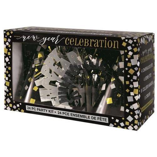 New Year Gold & Silver Foil Party Kit For 8 - The Base Warehouse