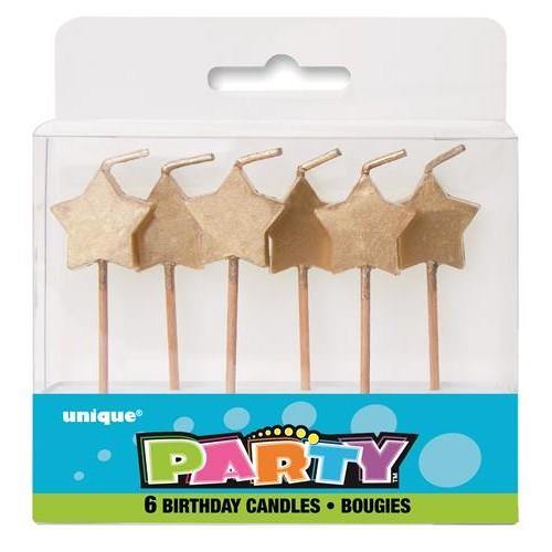 6 Pack Gold Star Pick Candles - The Base Warehouse