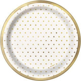 Load image into Gallery viewer, 8 Pack Gold Foil Mini Dots Paper Plates - 18cm - The Base Warehouse
