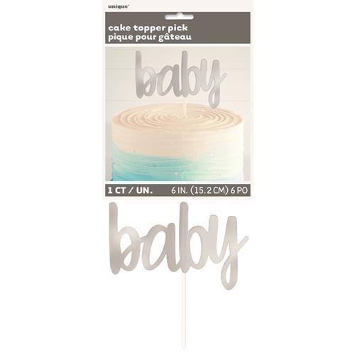 Silver Foil Baby Cake Topper - 15cm - The Base Warehouse