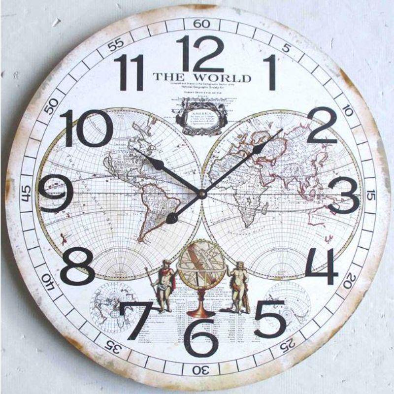 World Map Clock - 60cm - The Base Warehouse