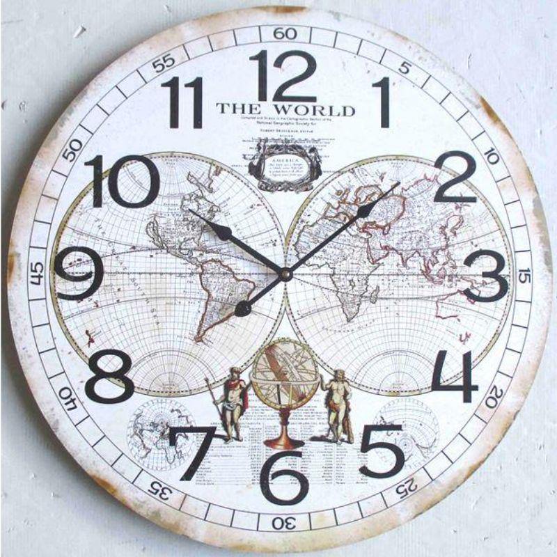 World Map Clock - 60cm | The Base Warehouse
