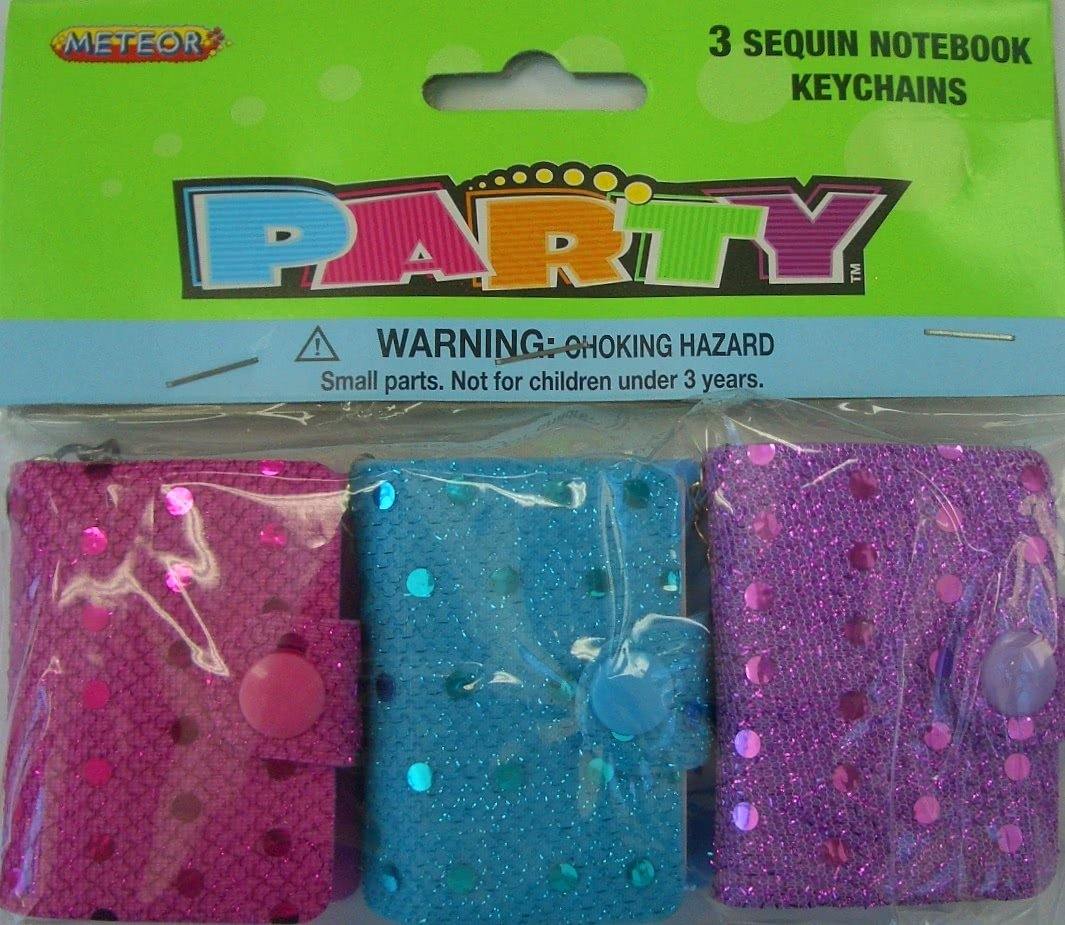 3 Pack Sequin Notebook Keychains