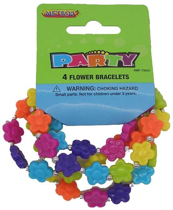 4 Pack Flower Bead Bracelets - The Base Warehouse
